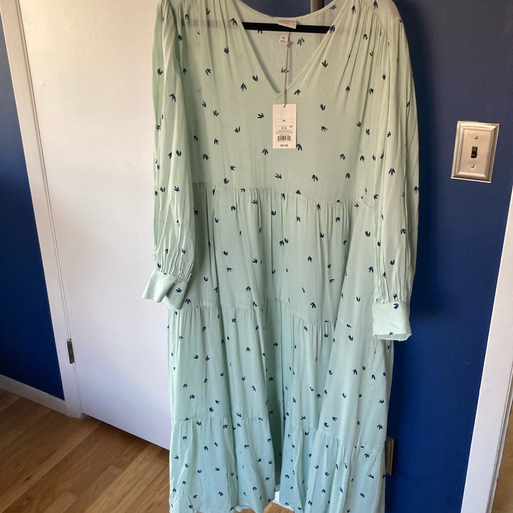 Mint Long Sleeve Tiered Dress